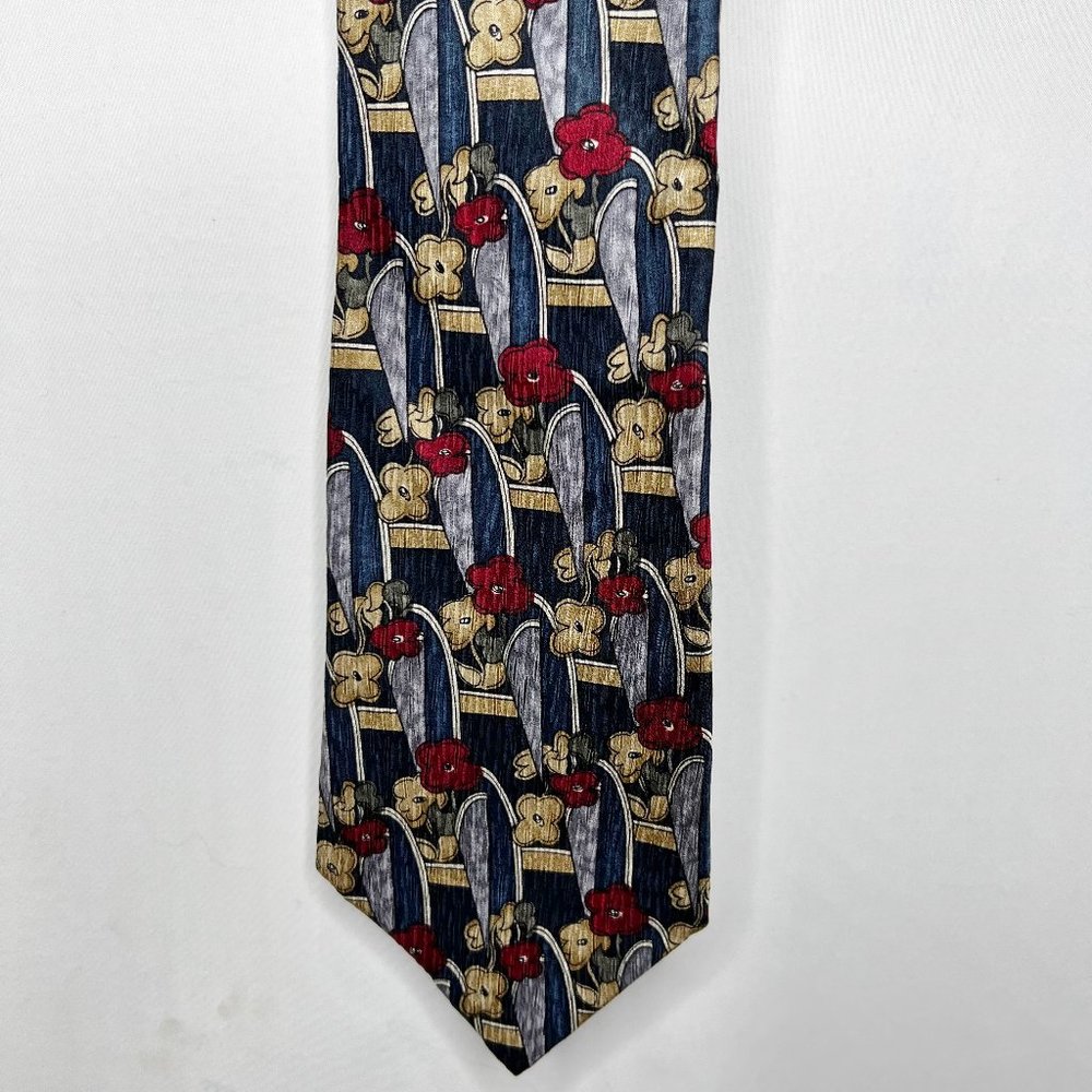 Jimmy V Men’s Necktie sz 3 ¾” Lesley Visser Collection One Floral Geometric Blue